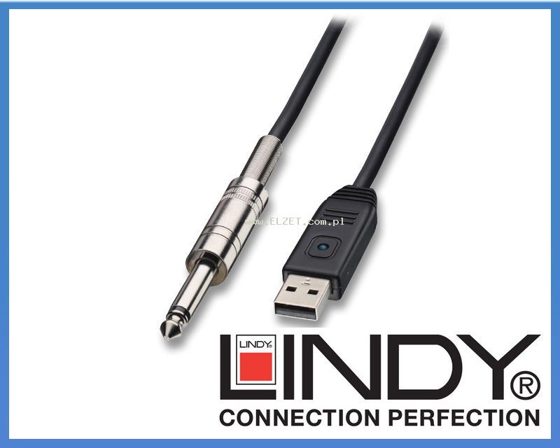 LI 2201/5m Kabel USB-Jack 6,3 mono Guitar 5m LINDY 6104