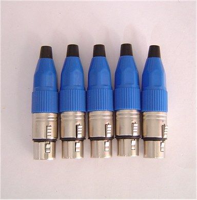 20-001 Gniazdo XLR 3p na cienki kabel metal blue PROMOCJA 5szt