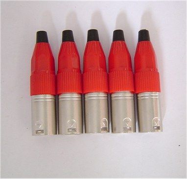 20-002 Wtyk XLR 3p na cienki kabel metal red PROMOCJA 5szt