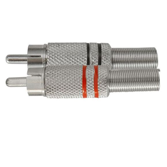 WT 1090 Wtyk RCA ( czincz) metal z odgietką na kabel 7mm R/B